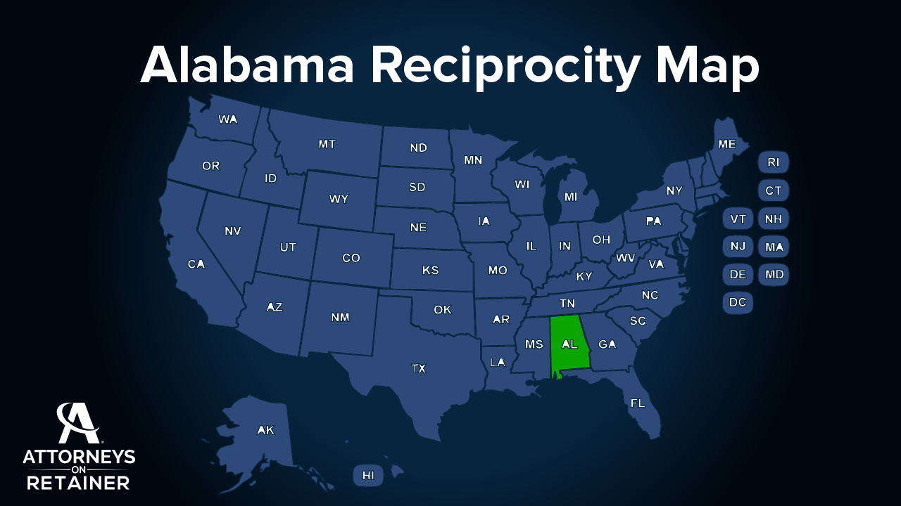 Alabama Reciprocity Map